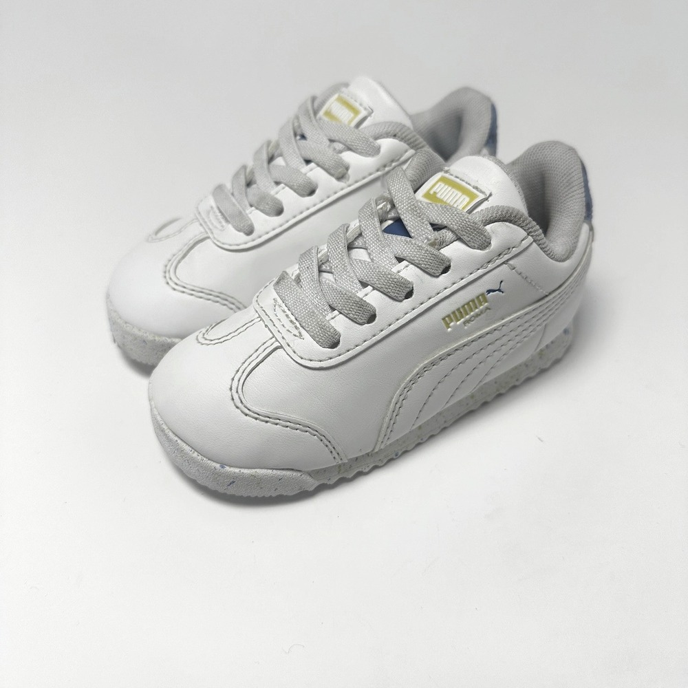 Puma Roma Toddler White Blue Marble Sneakers Shoes 389606-01 Size 6C